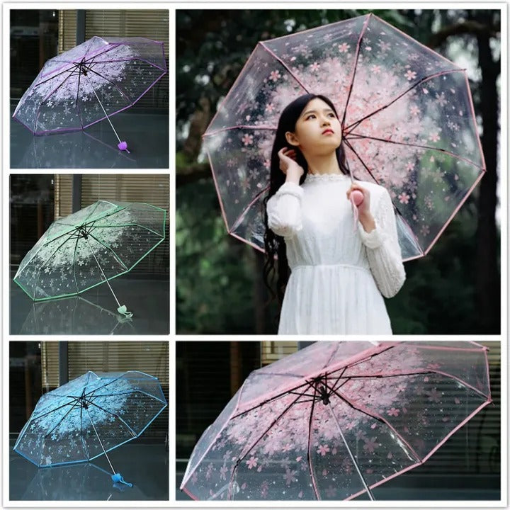 Transparent Flower Design Umbrella