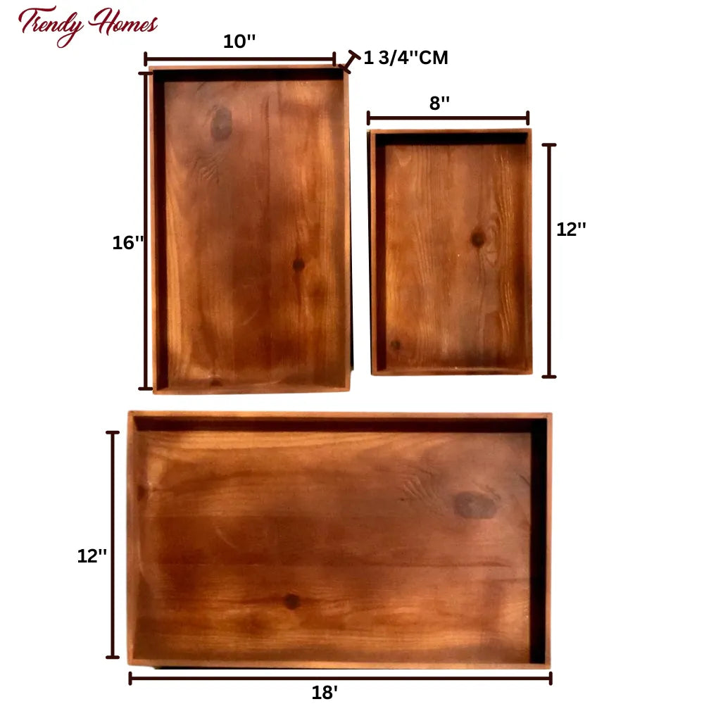 MDF 3 Pcs Wooden Serving Tray