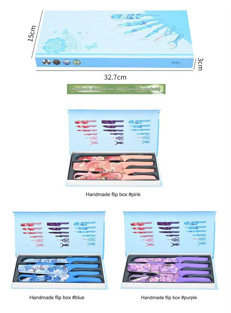 Flower Design 6 Pcs Knife Set