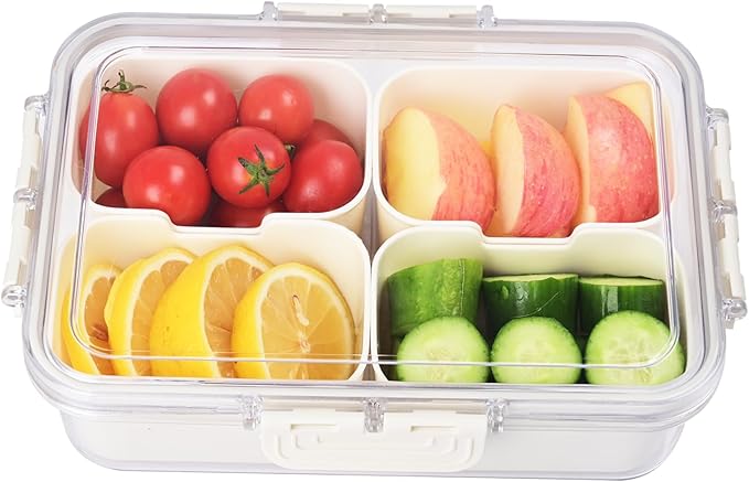 4 Compartments Plastic Candy Storage Box with Lid