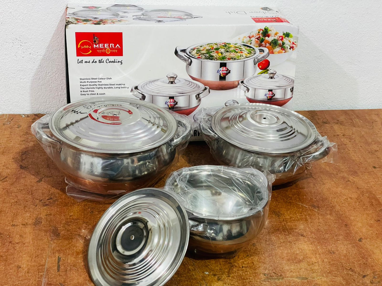 3 Pcs Meera Stainless Steel Pot Set