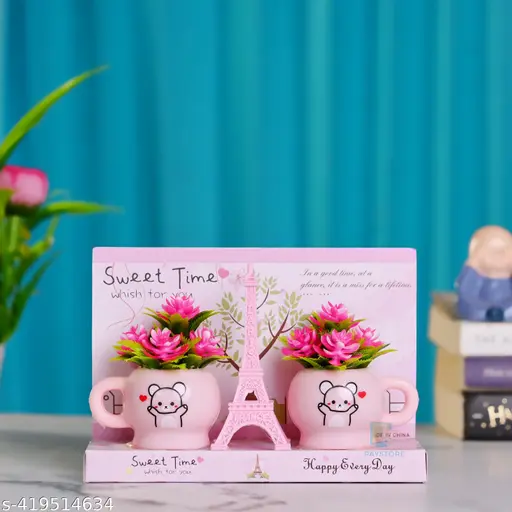 Flower Pot With Effial Tower - Valentine Gift (P05960)