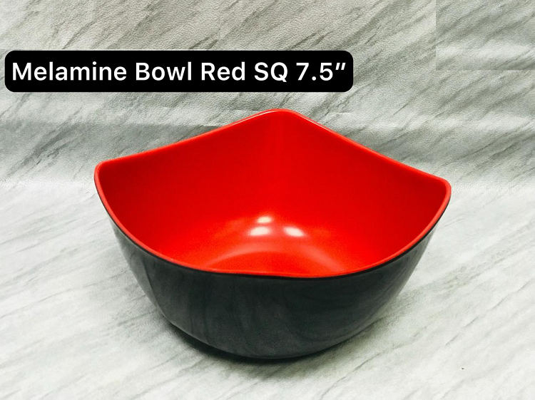 7.5 Inch Melamine Square Bowl - Red