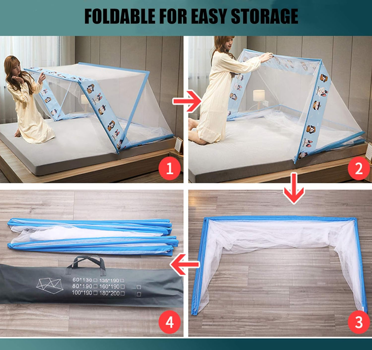 Single Bed Foldable Mosquito Net (L - 5ft , W - 6ft)