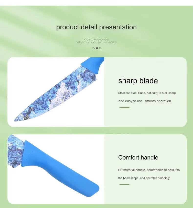 Flower Design 6 Pcs Knife Set