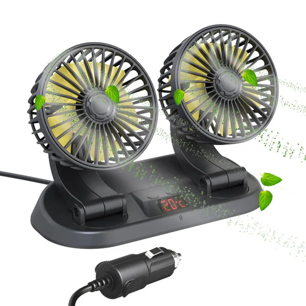12V Adjustable Double Head Vehicle Fan