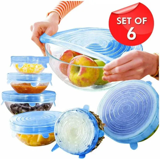 6 Pcs Reusable Silicone Food Wrap