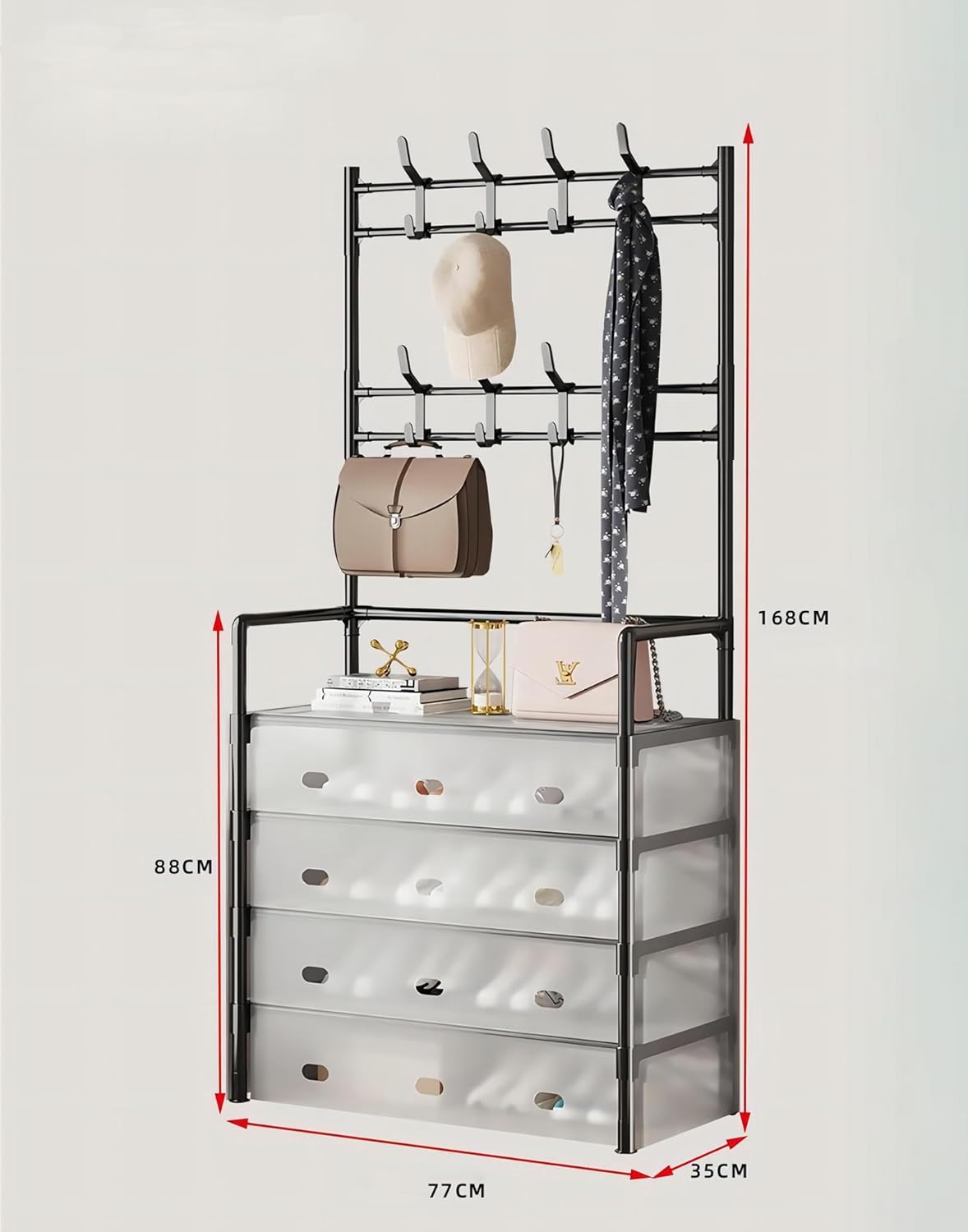 5 Layer Dustproof Shoe Rack With Hanging Organizer