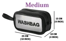 Clear Cosmetic Travel Wash Bag -Medium (Black)
