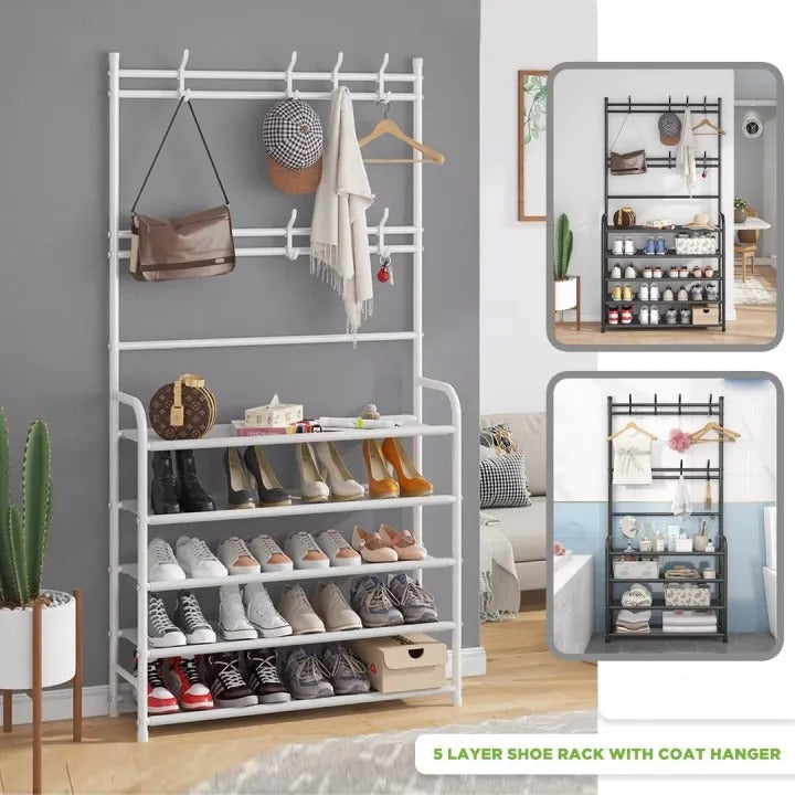 5 Floor Coat Hanger & Shoe Rack