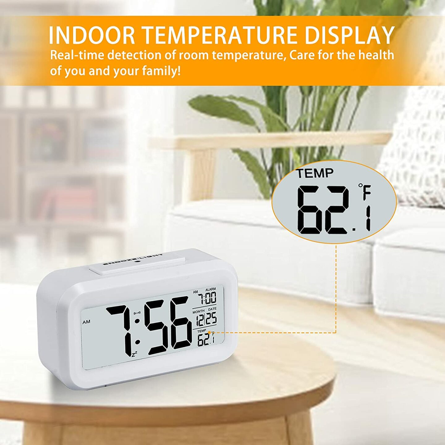 LCD Display Digital Alarm Clock - (Battery)