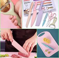 6 Pcs Colorful Knife Set With Cutting Board