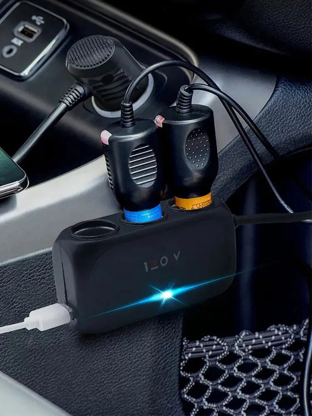 120W 3 Socket Car Charger Adapter