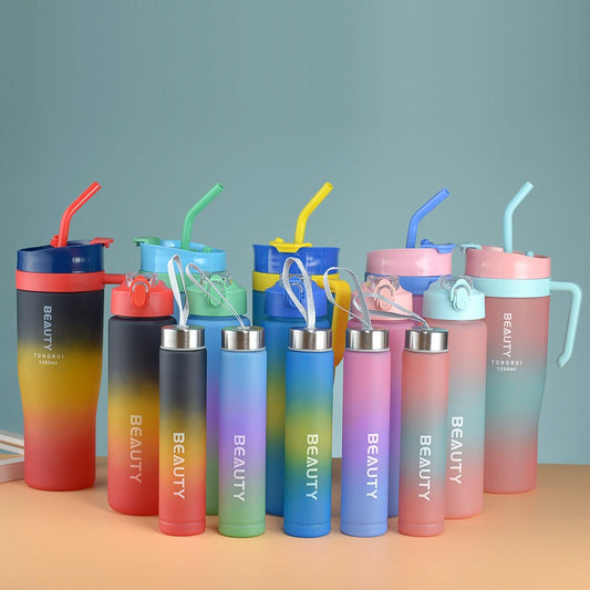 3 Pcs Sports Gradient Color Water Bottle