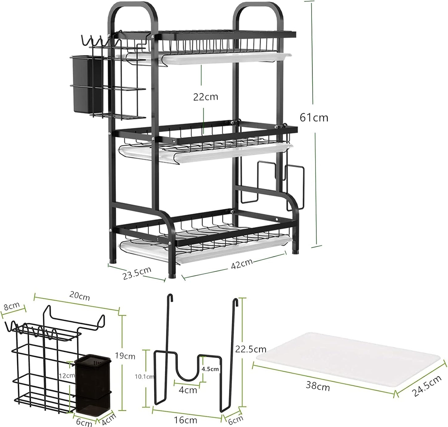 3 Tier Stainless Steel Dish Drying Rack