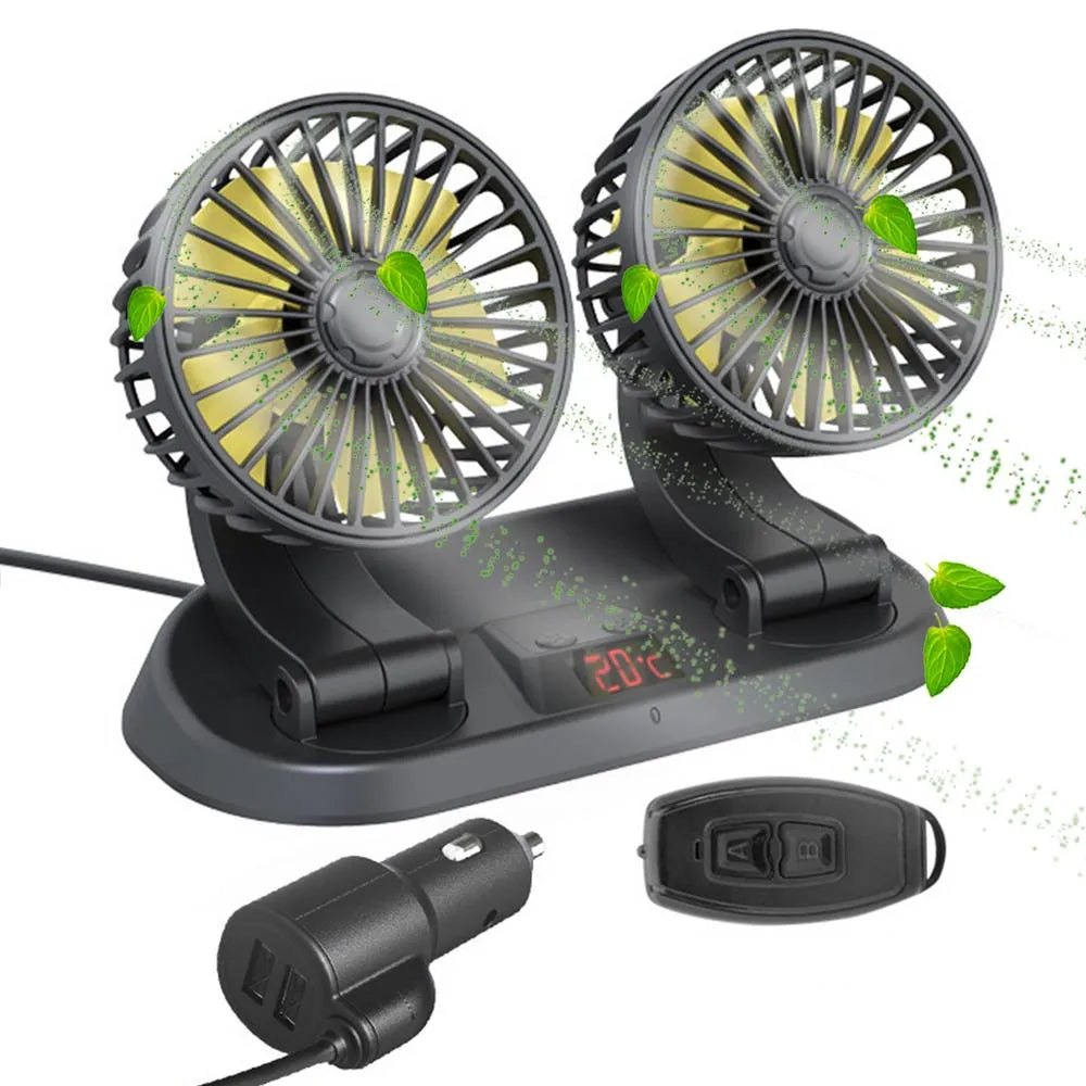 12V Adjustable Double Head Vehicle Fan