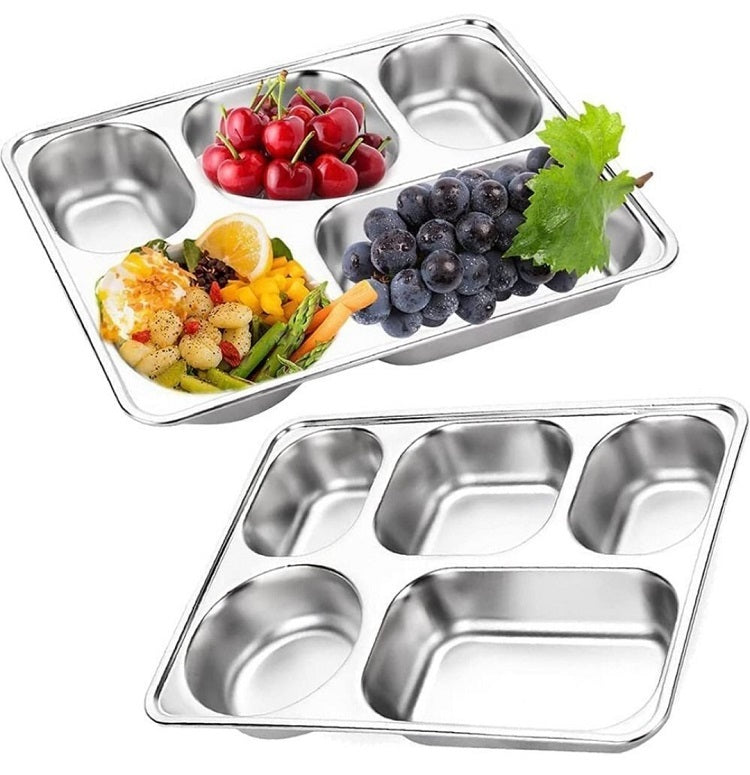 5 Compartment Stainless Steel Tray