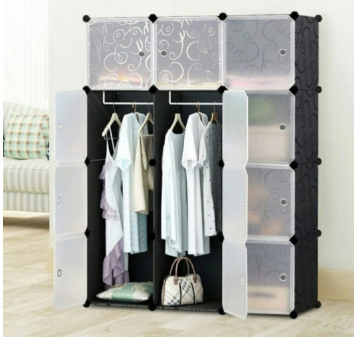Portable Wardrobe Divide- Organiser Foldable 12 Cubes Closet with Doors