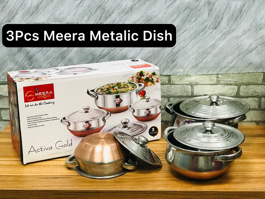 3 Pcs Meera Stainless Steel Pot Set
