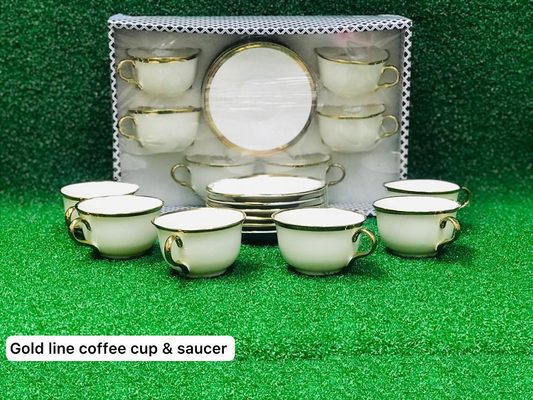 Gold Line Coffee Cup & Saucer