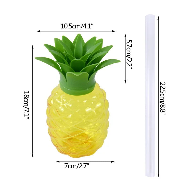 Pineapple Shaped Juice Cup With Straw 500ml
