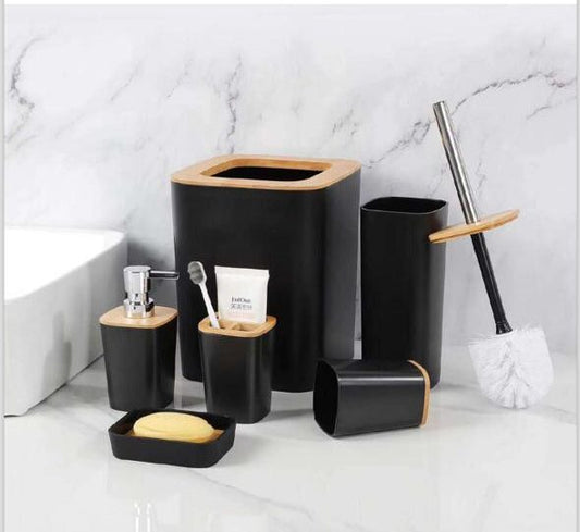 6 Pcs Wooden Bathroom Set