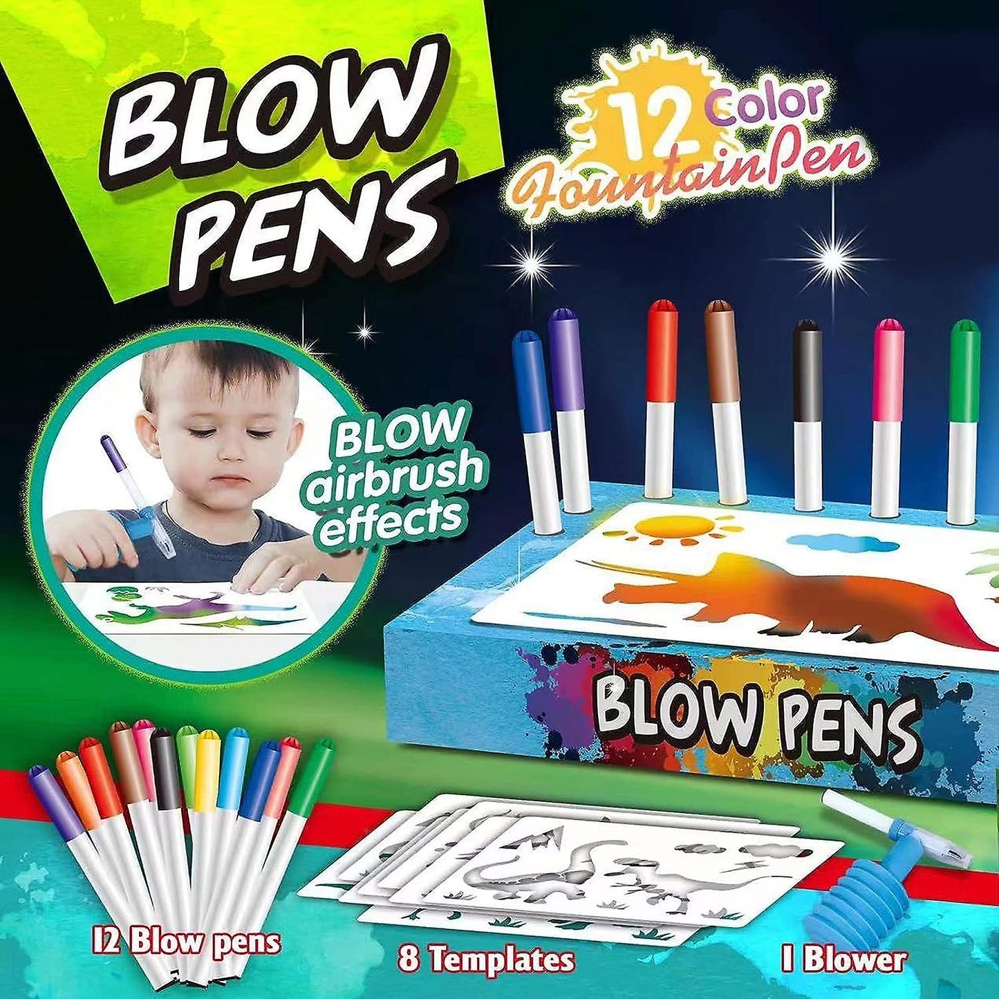 Kids Blow Pens Set