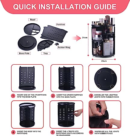 360 rotatable & stable cosmetic organizer