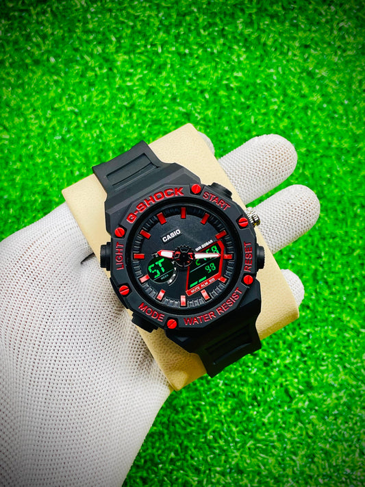 Casio G-Shock Double Time Watch (Black Mix With Red)