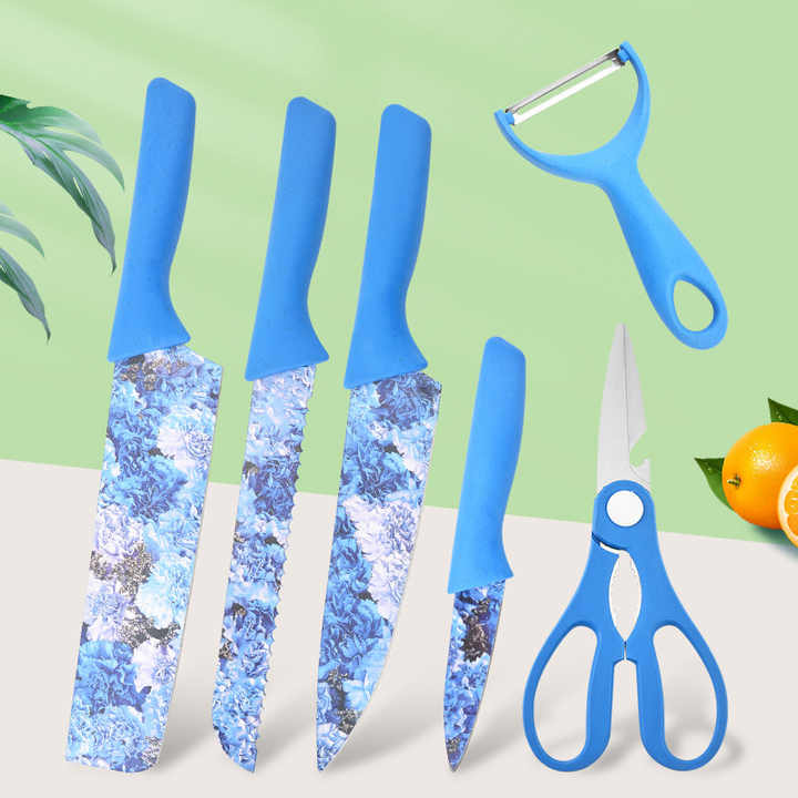 Flower Design 6 Pcs Knife Set