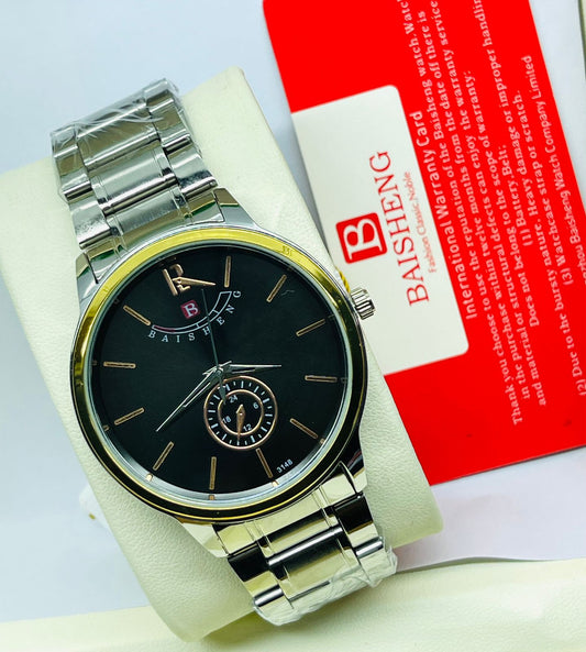 BAISHENG Black Dial Stainless Steel Watches For Men -3137A