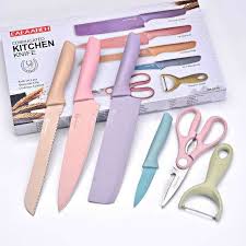 6 Pcs Colorful Knife Set With Cutting Board