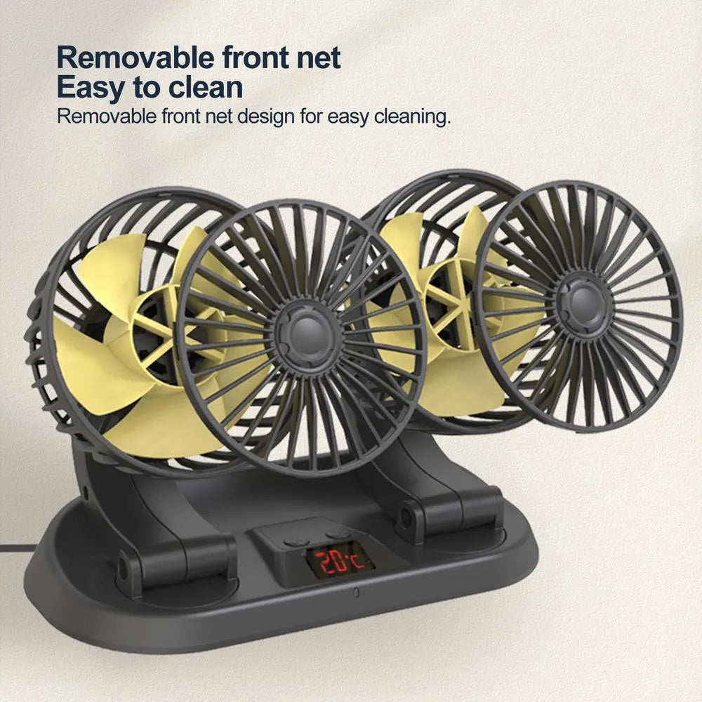 12V Adjustable Double Head Vehicle Fan