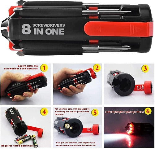8 in 1 Screwdriver With Torch