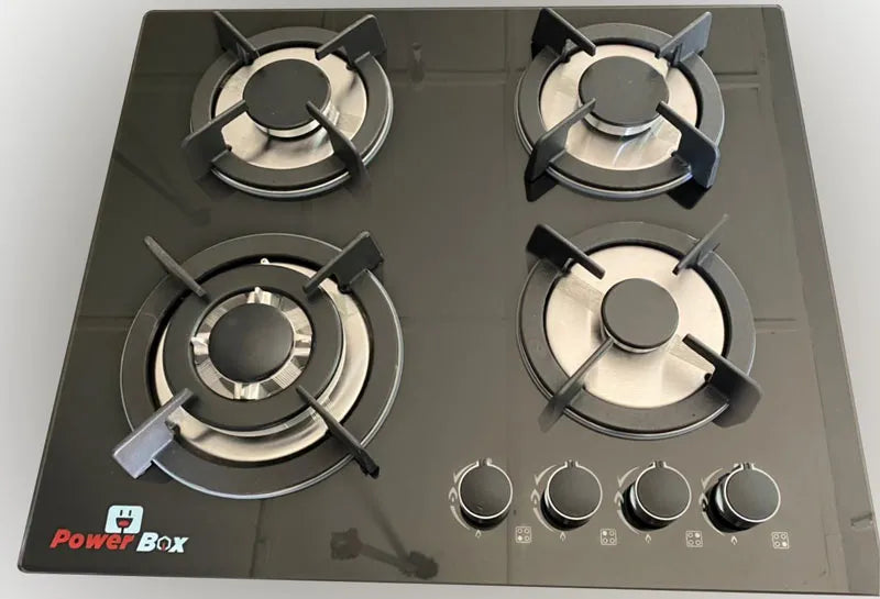 PowerBox Glass Top 4 Burner Gas Cooker